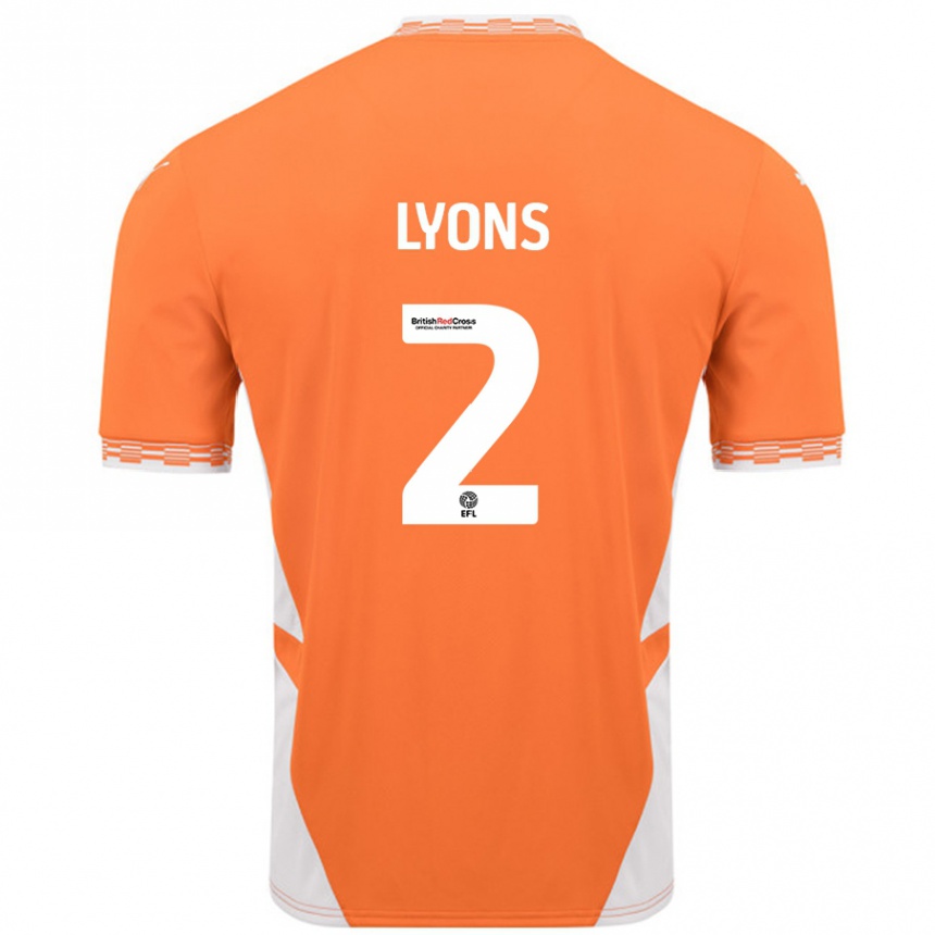 Kids Football Andy Lyons #2 Orange White Home Jersey 2024/25 T-Shirt Canada