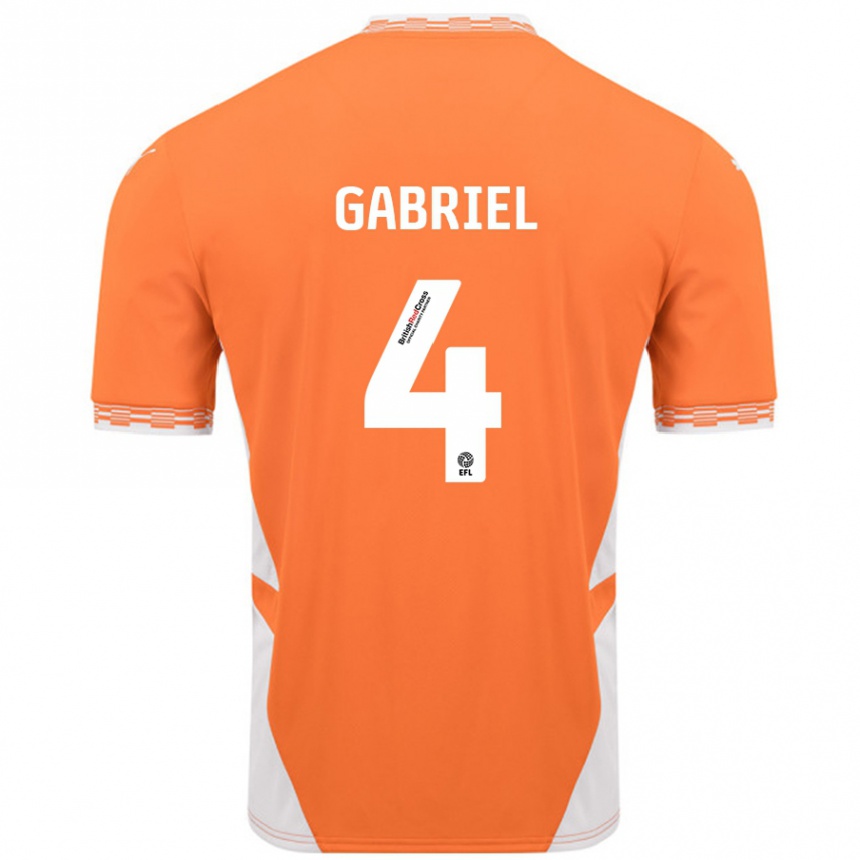 Kids Football Jordan Lawrence-Gabriel #4 Orange White Home Jersey 2024/25 T-Shirt Canada