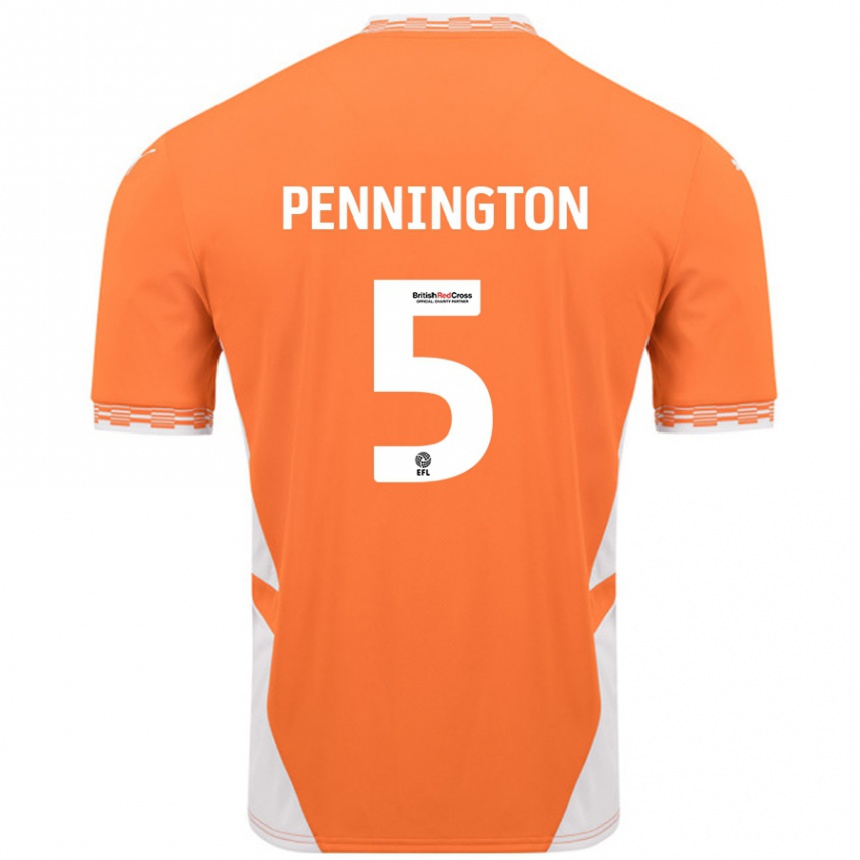 Kids Football Matthew Pennington #5 Orange White Home Jersey 2024/25 T-Shirt Canada