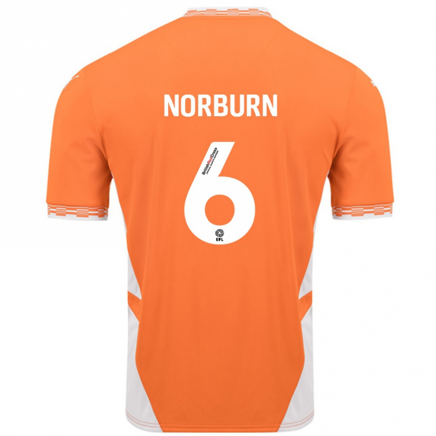 Kids Football Oliver Norburn #6 Orange White Home Jersey 2024/25 T-Shirt Canada