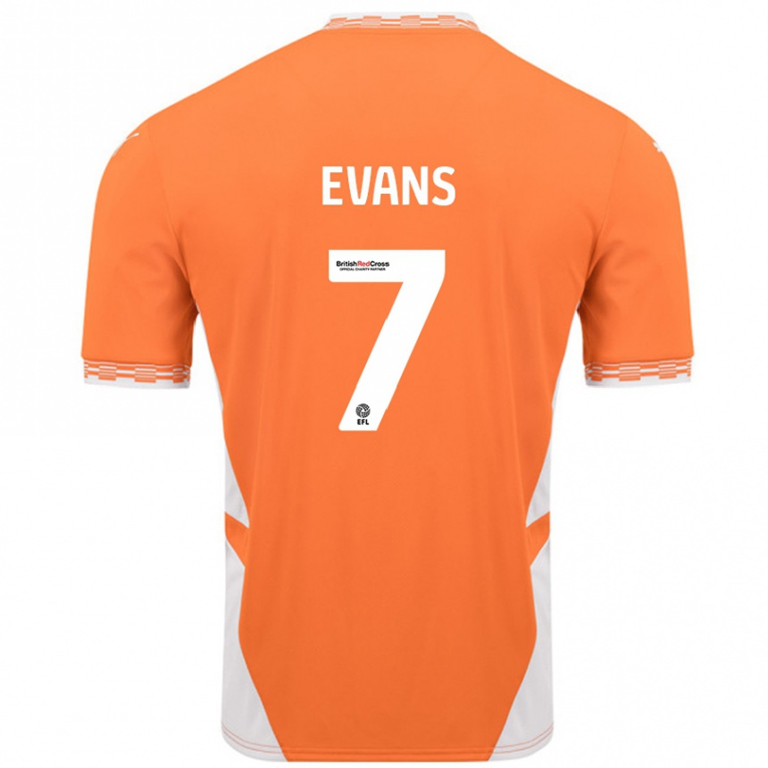 Kids Football Lee Evans #7 Orange White Home Jersey 2024/25 T-Shirt Canada