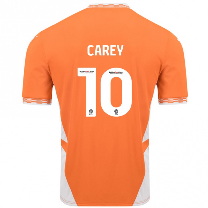 Kids Football Sonny Carey #10 Orange White Home Jersey 2024/25 T-Shirt Canada