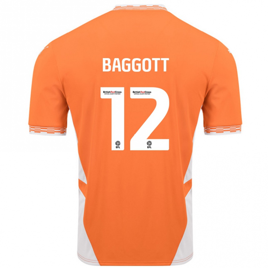 Kids Football Elkan Baggott #12 Orange White Home Jersey 2024/25 T-Shirt Canada