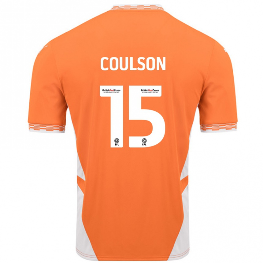 Kids Football Hayden Coulson #15 Orange White Home Jersey 2024/25 T-Shirt Canada