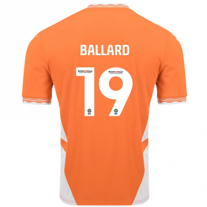 Kids Football Dom Ballard #19 Orange White Home Jersey 2024/25 T-Shirt Canada