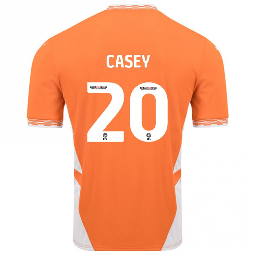 Kids Football Oliver Casey #20 Orange White Home Jersey 2024/25 T-Shirt Canada