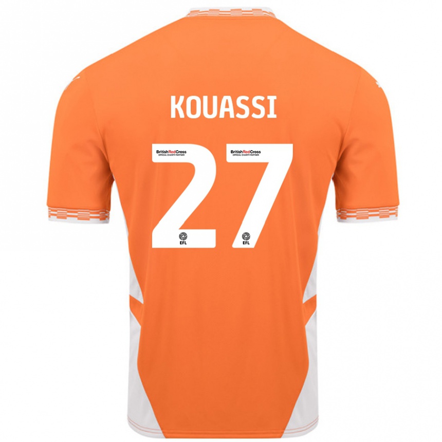 Kids Football Kylian Kouassi #27 Orange White Home Jersey 2024/25 T-Shirt Canada