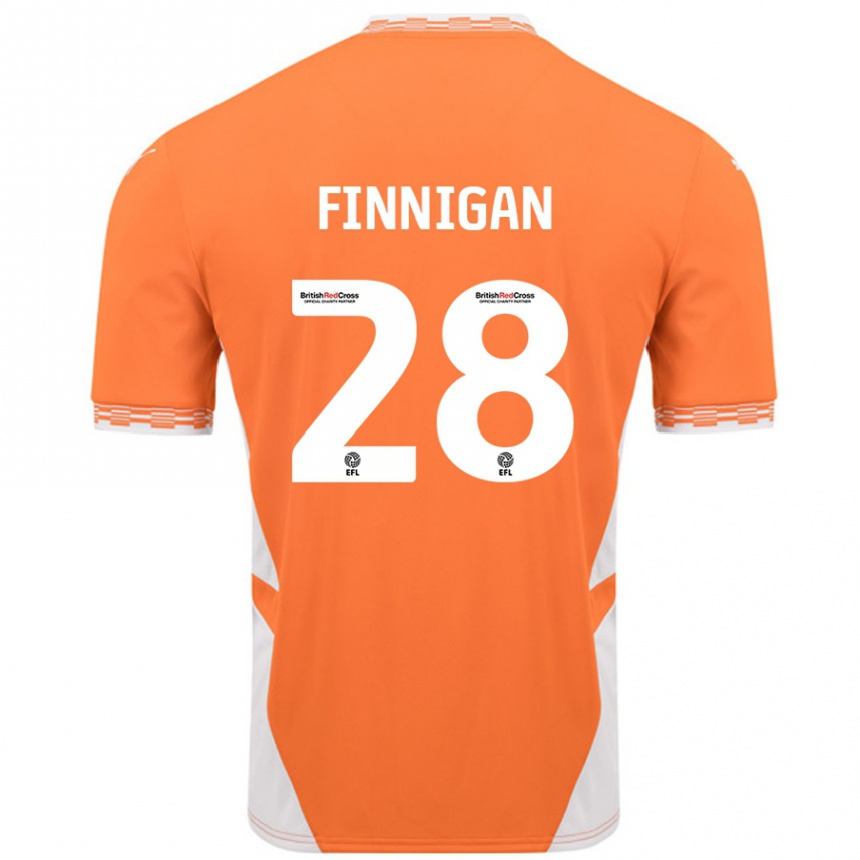 Kids Football Ryan Finnigan #28 Orange White Home Jersey 2024/25 T-Shirt Canada