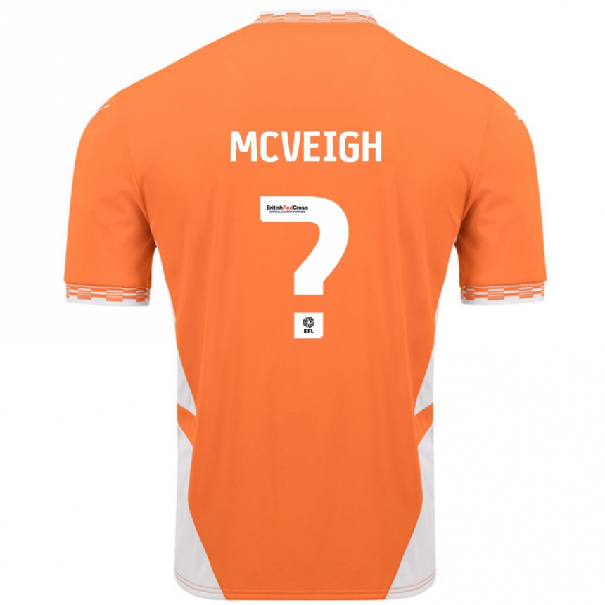 Kids Football Conor Mcveigh #0 Orange White Home Jersey 2024/25 T-Shirt Canada