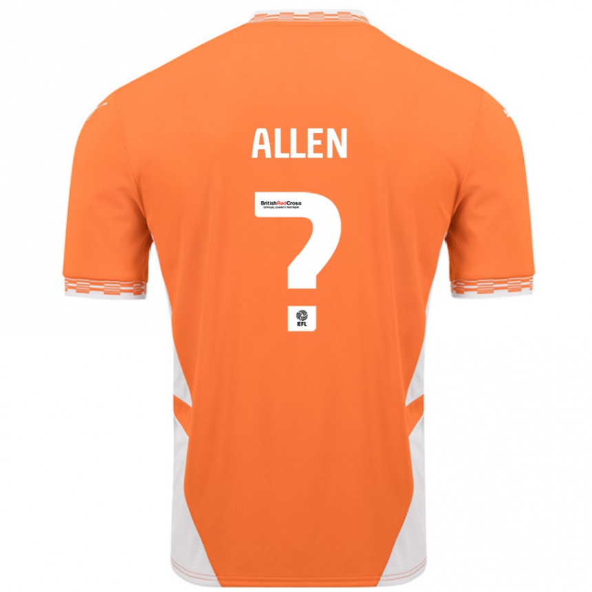 Kids Football Karen Allen #0 Orange White Home Jersey 2024/25 T-Shirt Canada