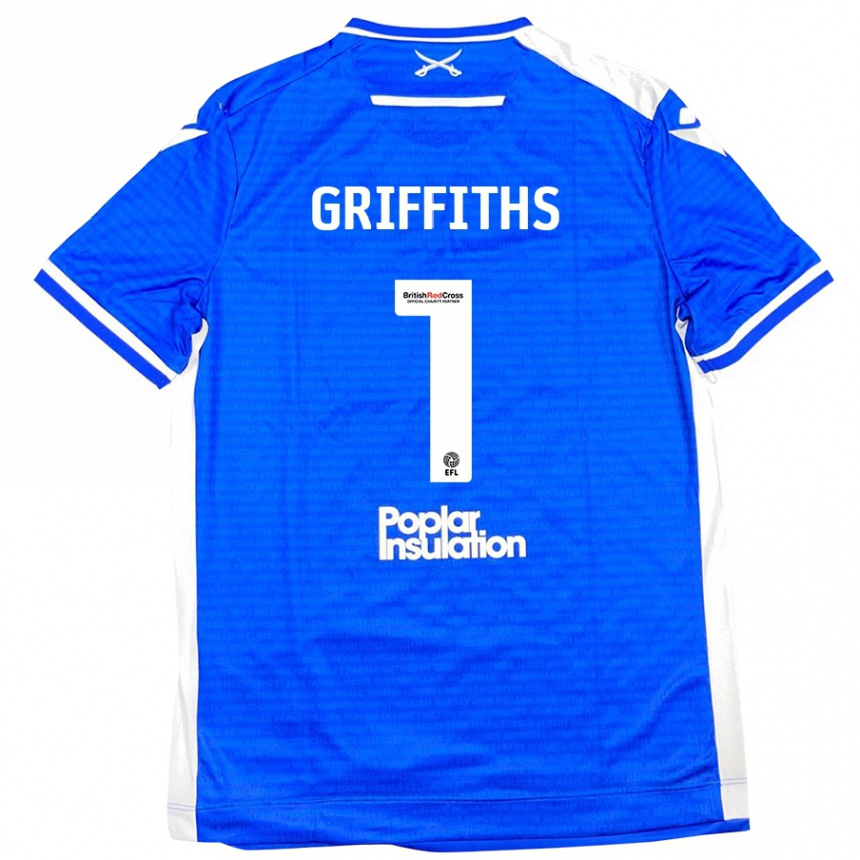 Kids Football Josh Griffiths #1 Blue White Home Jersey 2024/25 T-Shirt Canada