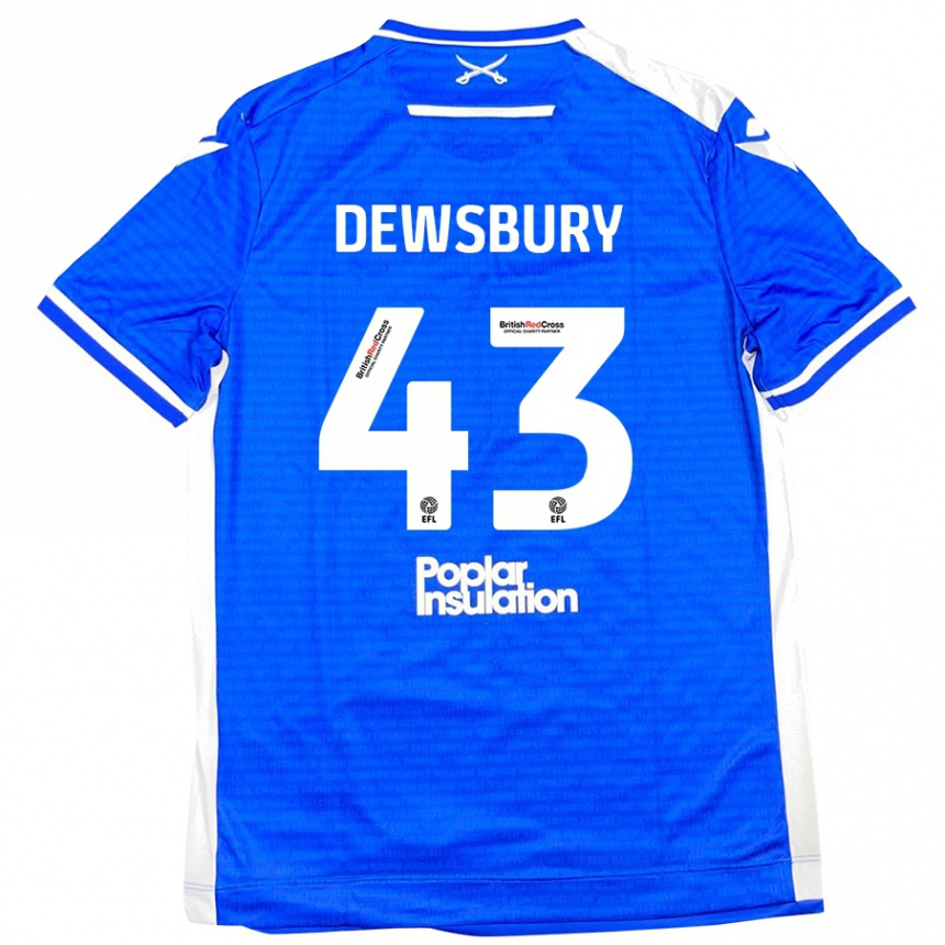 Kids Football Ollie Dewsbury #43 Blue White Home Jersey 2024/25 T-Shirt Canada