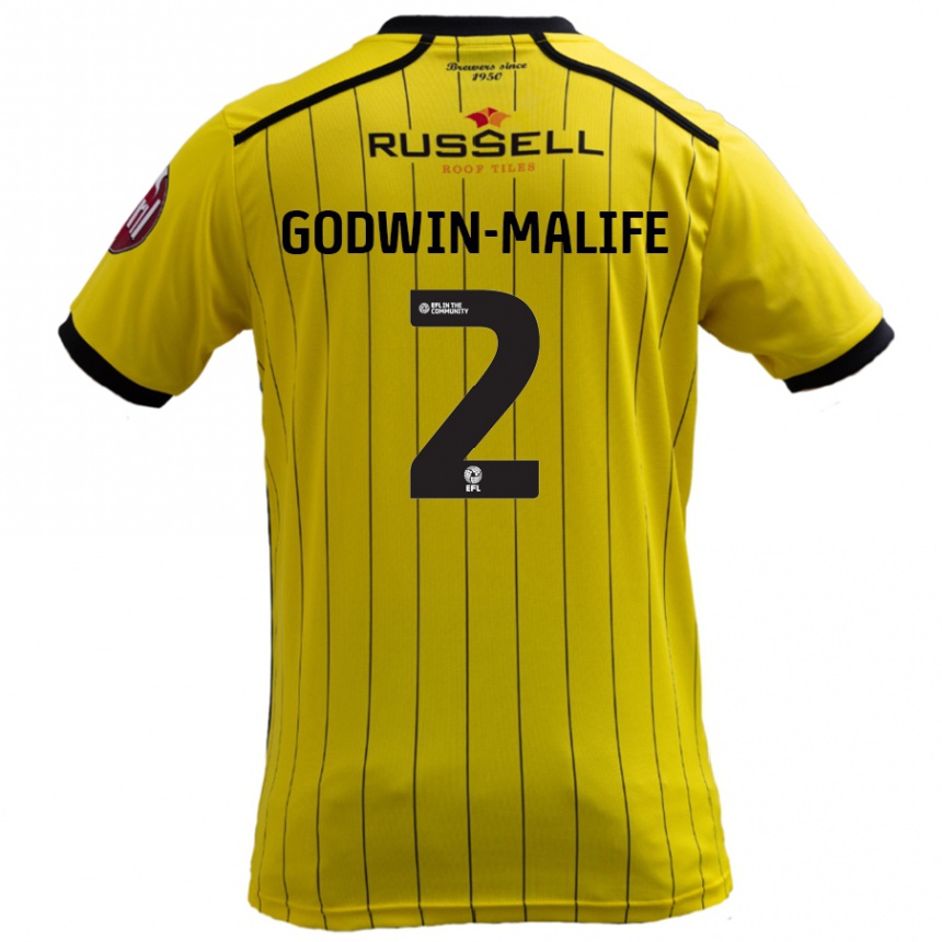 Kids Football Udoka Godwin-Malife #2 Yellow Home Jersey 2024/25 T-Shirt Canada