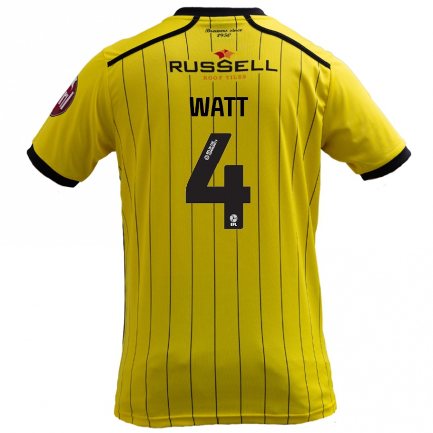 Kids Football Elliot Watt #4 Yellow Home Jersey 2024/25 T-Shirt Canada