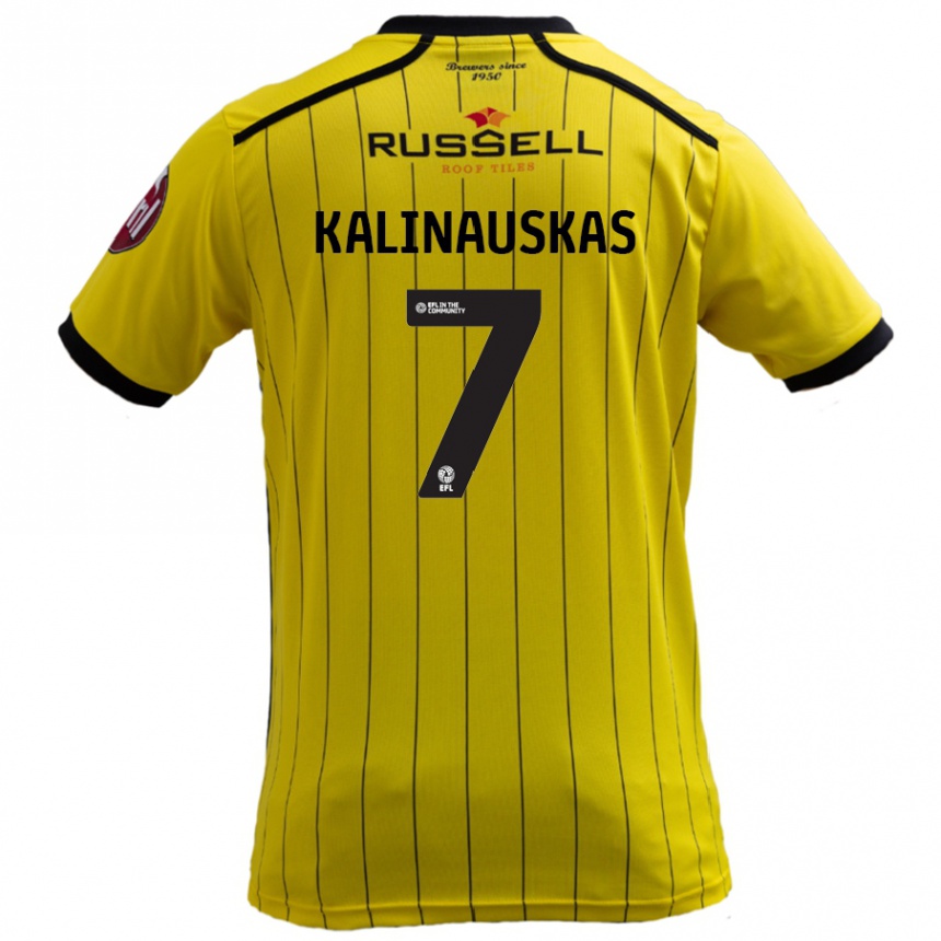 Kids Football Tomas Kalinauskas #7 Yellow Home Jersey 2024/25 T-Shirt Canada