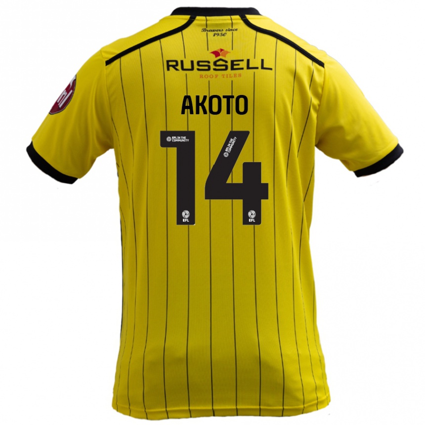 Kids Football Nick Akoto #14 Yellow Home Jersey 2024/25 T-Shirt Canada