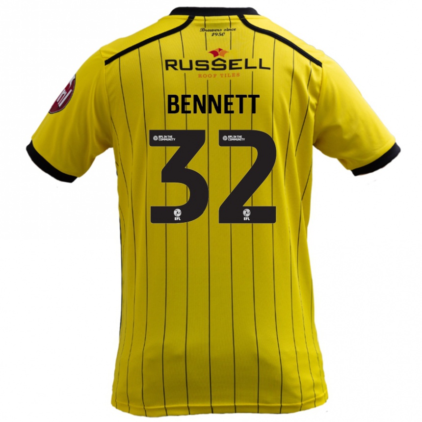 Kids Football Mason Bennett #32 Yellow Home Jersey 2024/25 T-Shirt Canada