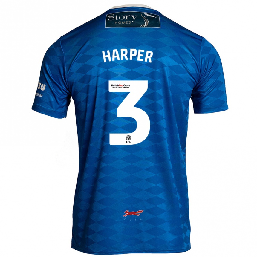 Kids Football Cameron Harper #3 Blue Home Jersey 2024/25 T-Shirt Canada