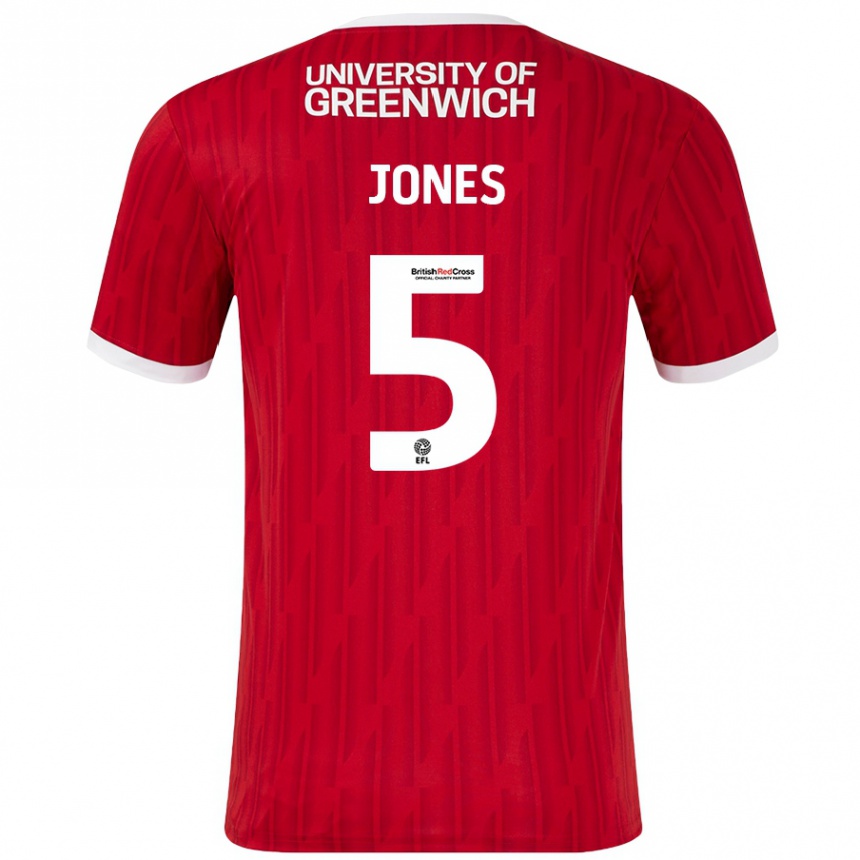 Kids Football Lloyd Jones #5 Red White Home Jersey 2024/25 T-Shirt Canada