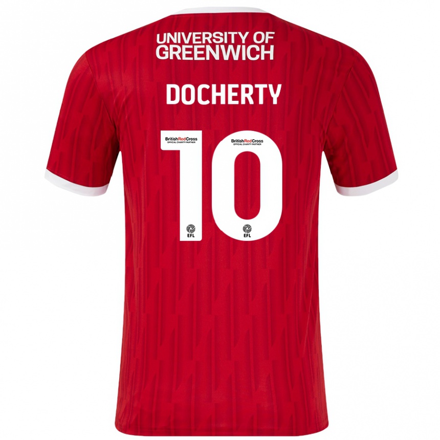 Kids Football Greg Docherty #10 Red White Home Jersey 2024/25 T-Shirt Canada