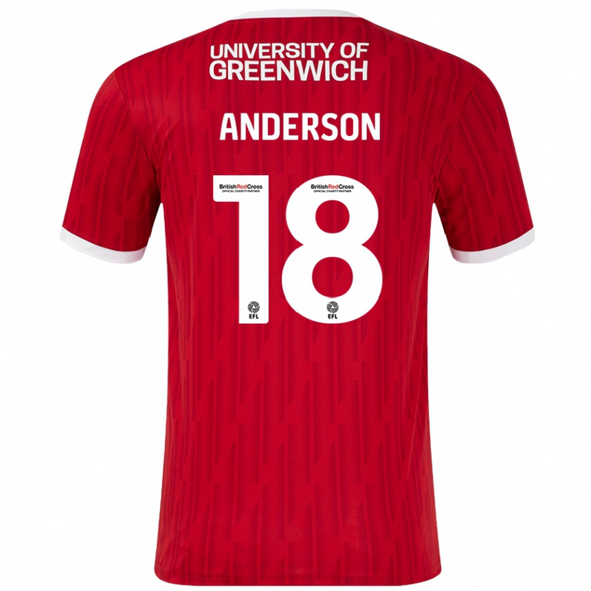 Kids Football Karoy Anderson #18 Red White Home Jersey 2024/25 T-Shirt Canada