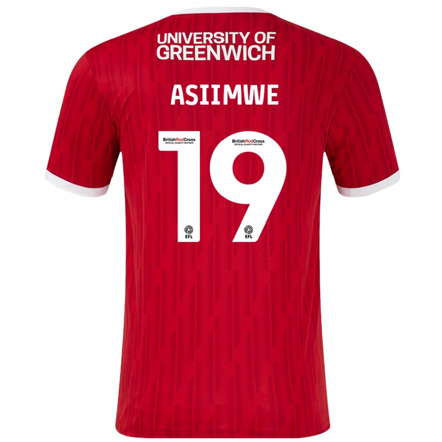 Kids Football Nathan Asiimwe #19 Red White Home Jersey 2024/25 T-Shirt Canada