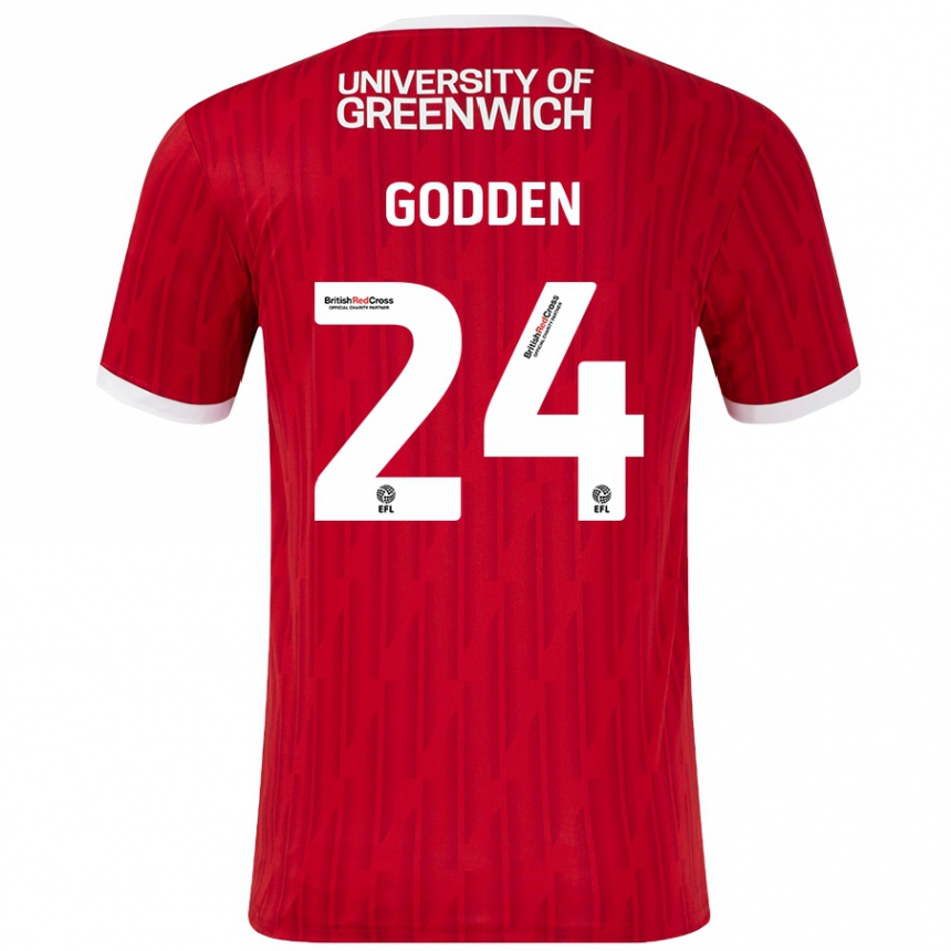 Enfant Football Maillot Matt Godden #24 Rouge Blanc Tenues Domicile 2024/25 Canada