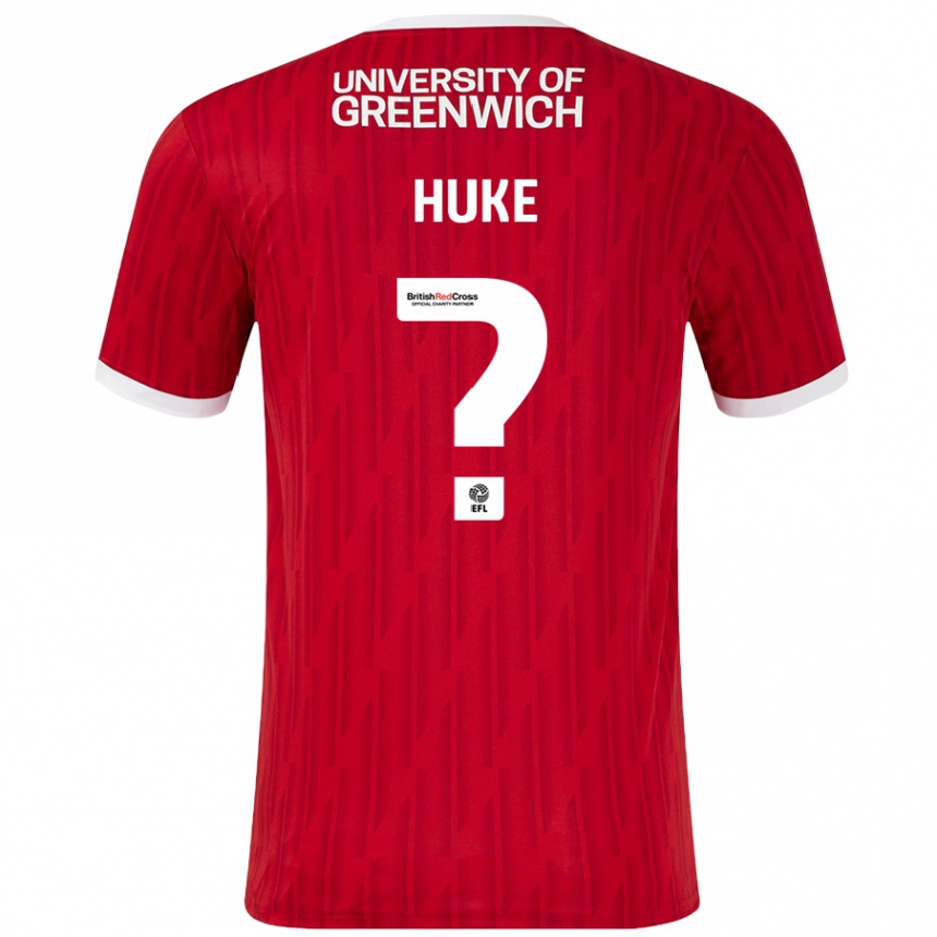 Kids Football Ryan Huke #0 Red White Home Jersey 2024/25 T-Shirt Canada