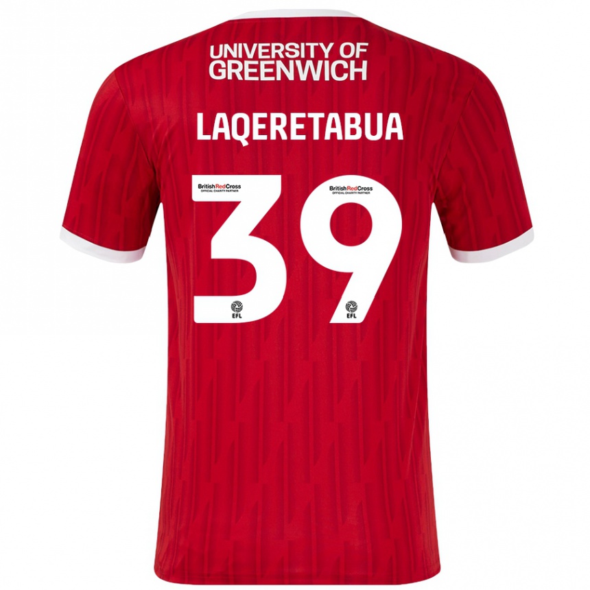 Kids Football Josh Laqeretabua #39 Red White Home Jersey 2024/25 T-Shirt Canada