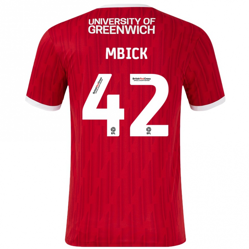 Kids Football Micah Mbick #42 Red White Home Jersey 2024/25 T-Shirt Canada