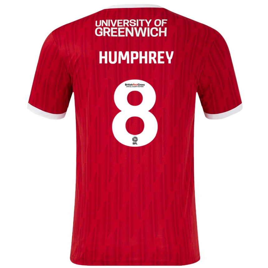 Kids Football Carla Humphrey #8 Red White Home Jersey 2024/25 T-Shirt Canada