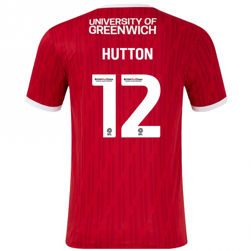 Kids Football Jodie Hutton #12 Red White Home Jersey 2024/25 T-Shirt Canada