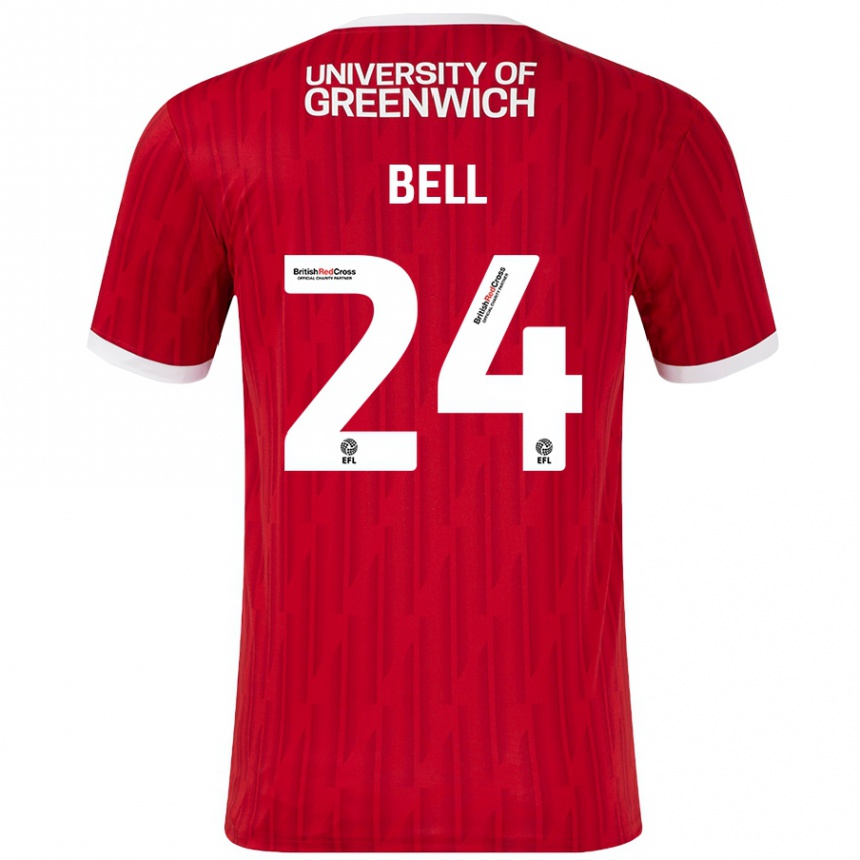 Kids Football Taylor Bell #24 Red White Home Jersey 2024/25 T-Shirt Canada