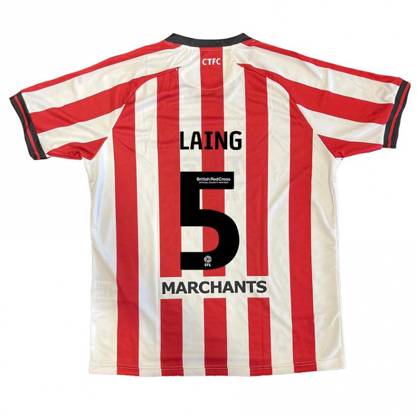 Enfant Football Maillot Levi Laing #5 Rouge Blanc Tenues Domicile 2024/25 Canada