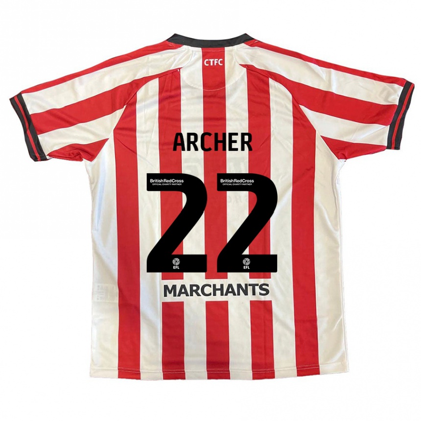 Kids Football Ethon Archer #22 Red White Home Jersey 2024/25 T-Shirt Canada