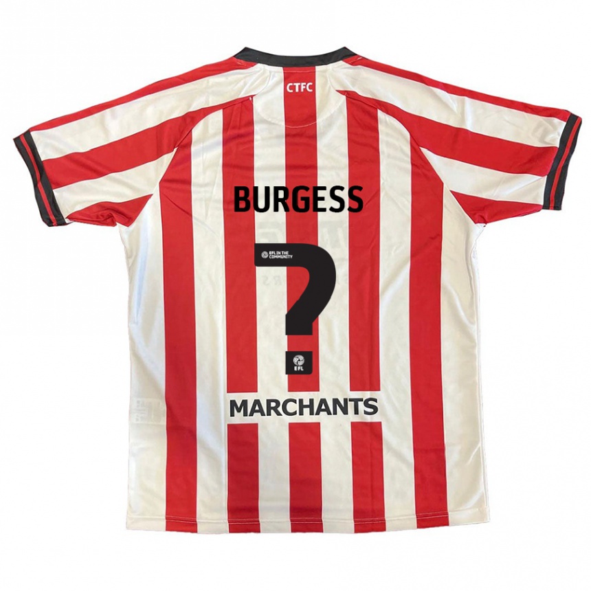 Kids Football Bradley Burgess #0 Red White Home Jersey 2024/25 T-Shirt Canada