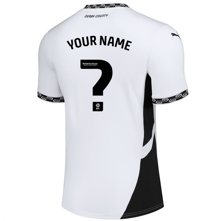 Enfant Football Maillot Votre Nom #0 Blanc Noir Tenues Domicile 2024/25 Canada