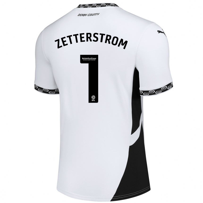 Enfant Football Maillot Jacob Widell Zetterström #1 Blanc Noir Tenues Domicile 2024/25 Canada