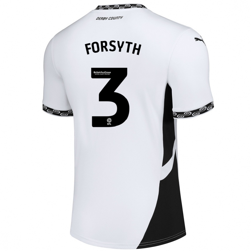 Enfant Football Maillot Craig Forsyth #3 Blanc Noir Tenues Domicile 2024/25 Canada