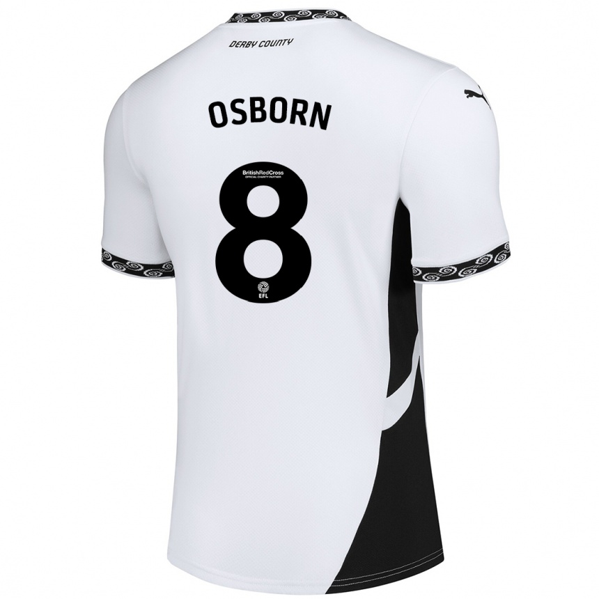 Enfant Football Maillot Ben Osborn #8 Blanc Noir Tenues Domicile 2024/25 Canada