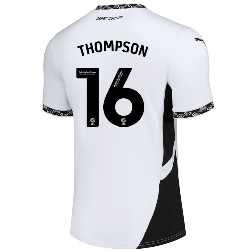 Enfant Football Maillot Liam Thompson #16 Blanc Noir Tenues Domicile 2024/25 Canada