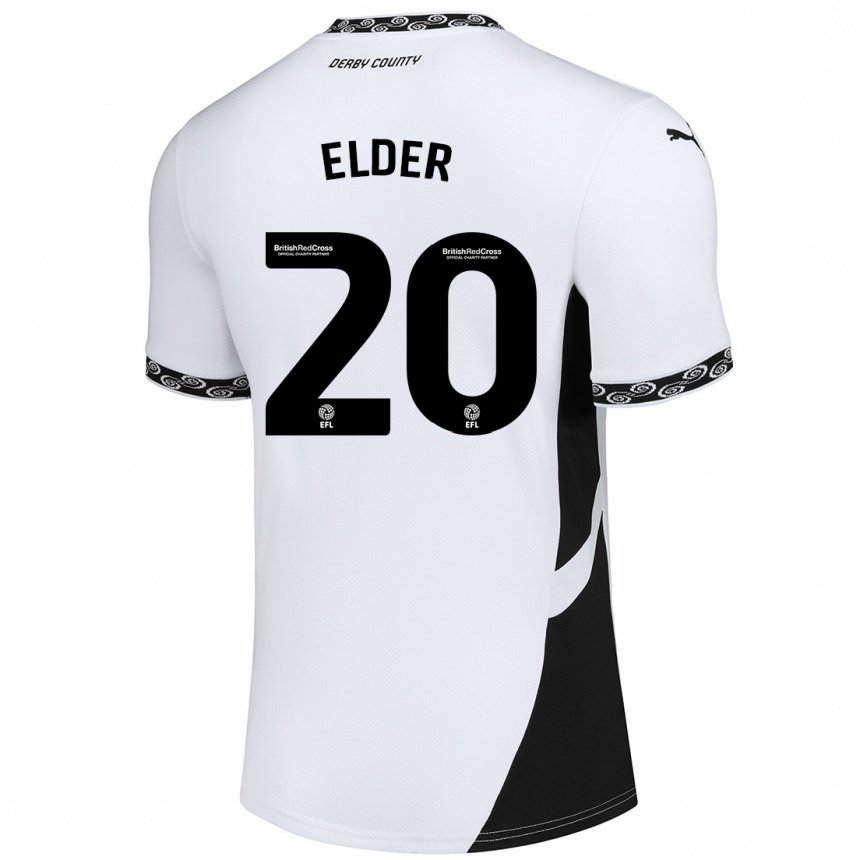 Enfant Football Maillot Callum Elder #20 Blanc Noir Tenues Domicile 2024/25 Canada