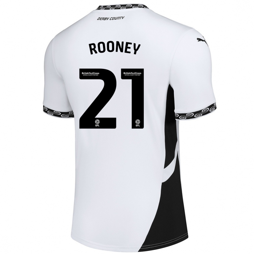 Enfant Football Maillot Jake Rooney #21 Blanc Noir Tenues Domicile 2024/25 Canada