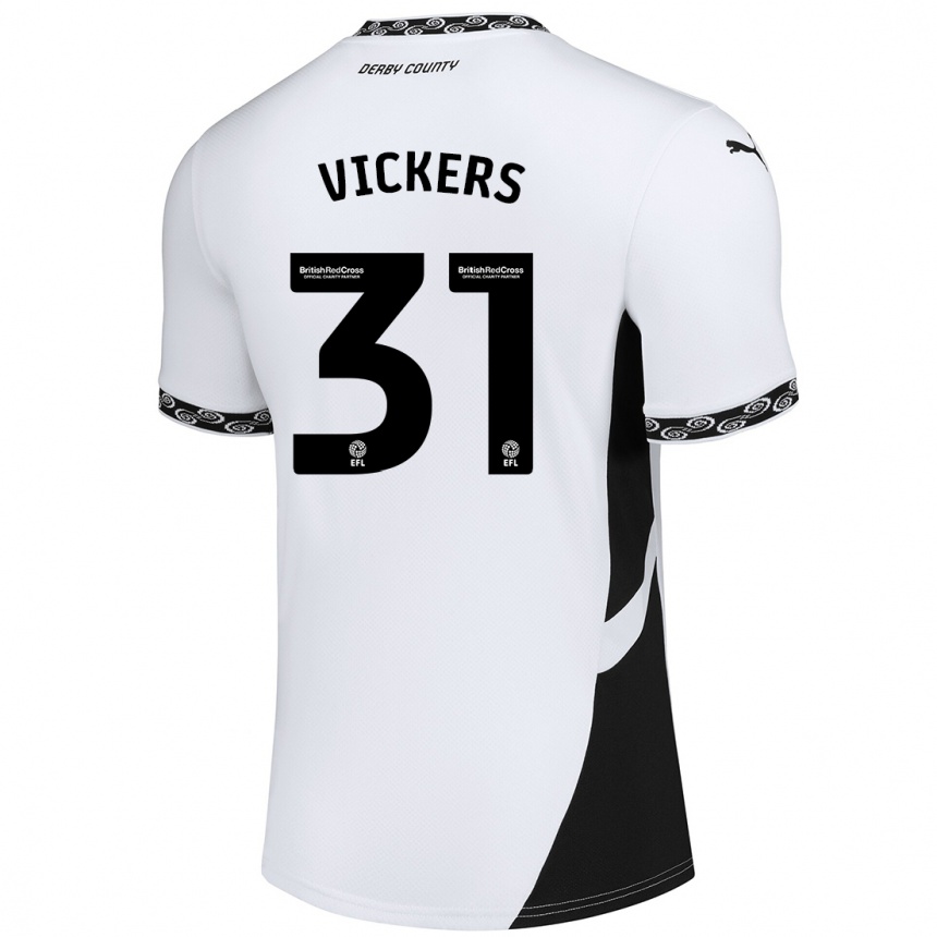 Enfant Football Maillot Josh Vickers #31 Blanc Noir Tenues Domicile 2024/25 Canada