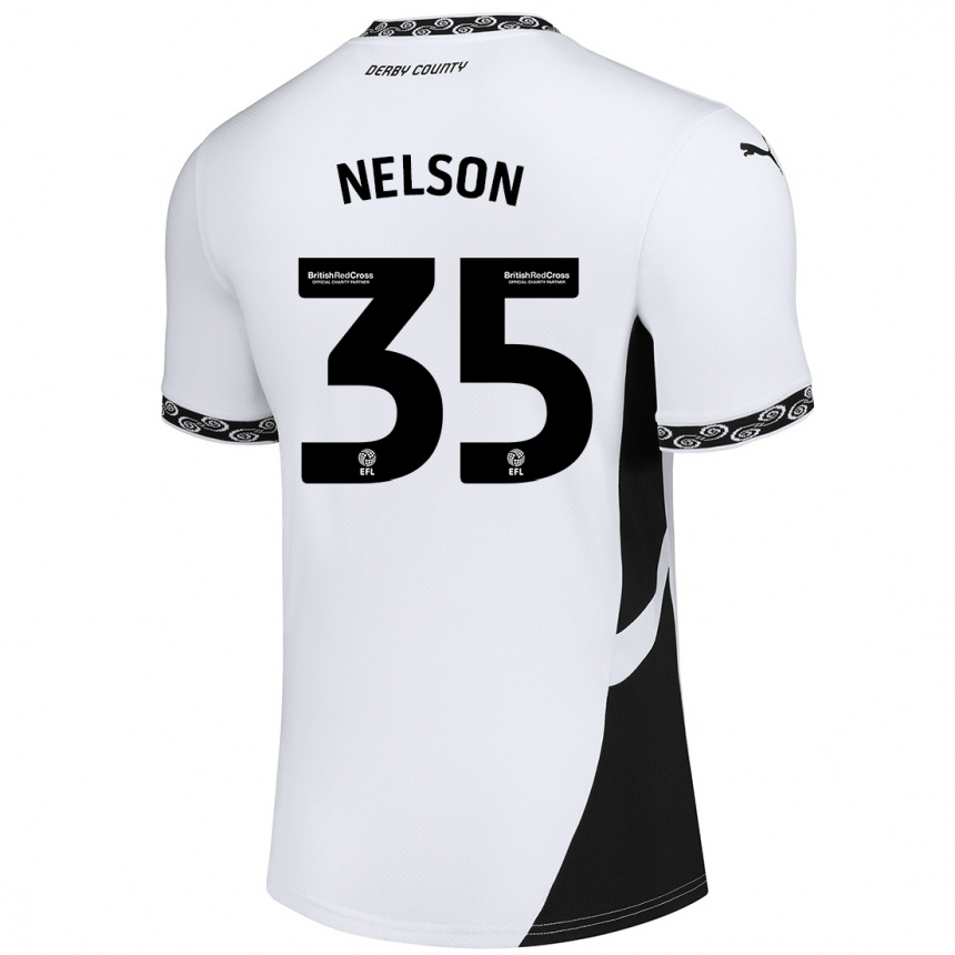 Enfant Football Maillot Curtis Nelson #35 Blanc Noir Tenues Domicile 2024/25 Canada