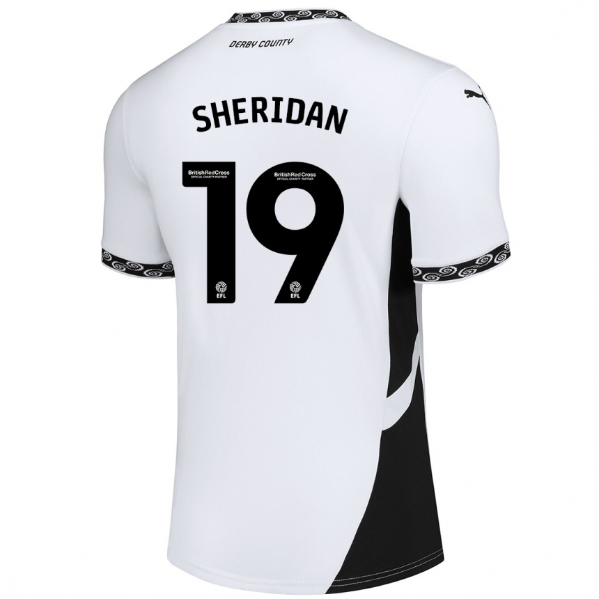 Kids Football Isabel Sheridan #19 White Black Home Jersey 2024/25 T-Shirt Canada