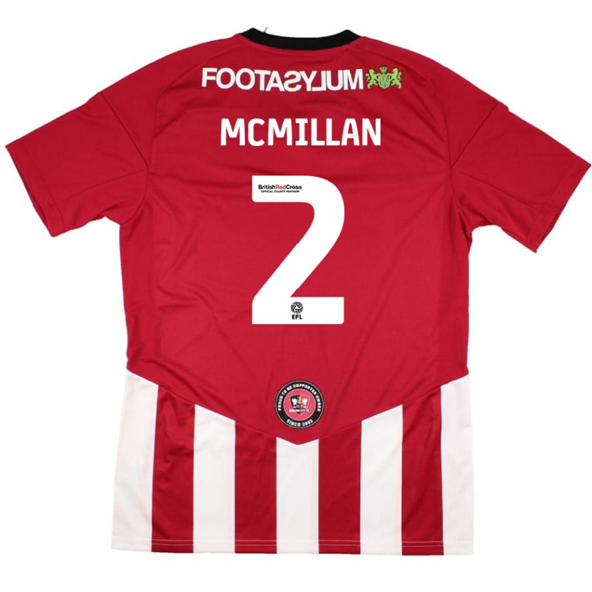 Kids Football Jack Mcmillan #2 Red White Home Jersey 2024/25 T-Shirt Canada