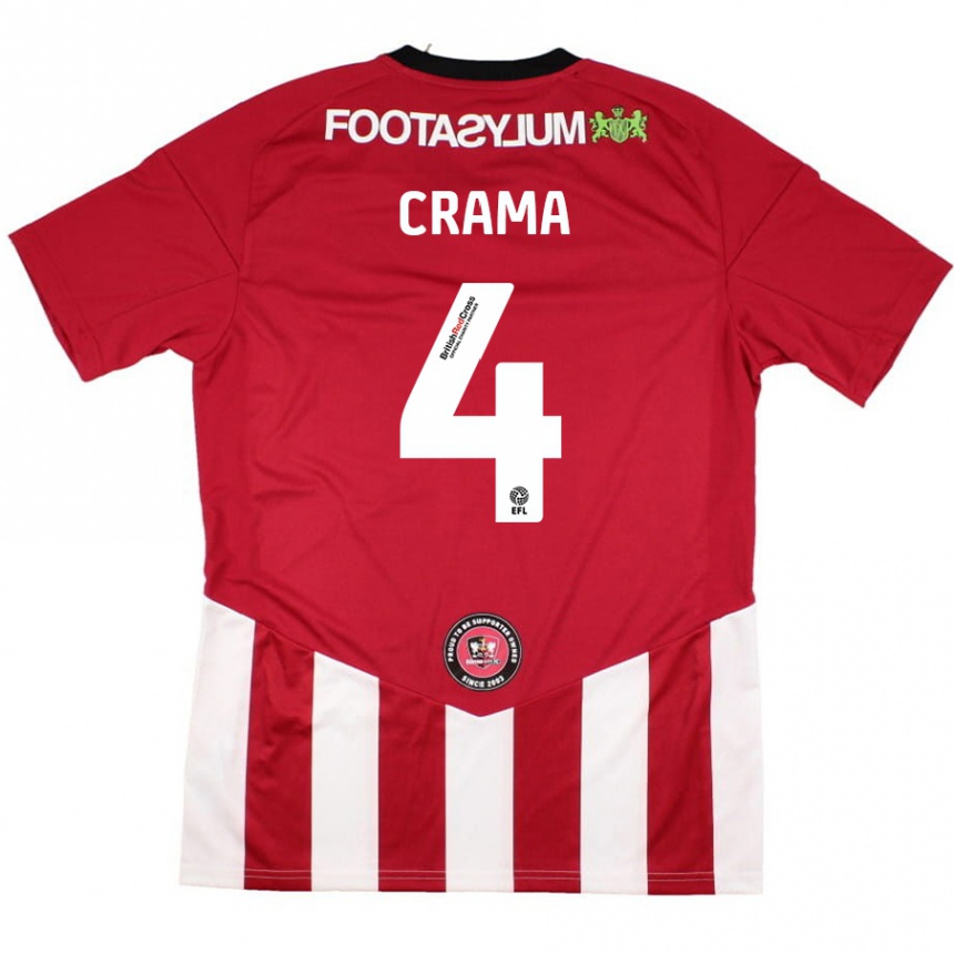 Kids Football Tristan Crama #4 Red White Home Jersey 2024/25 T-Shirt Canada