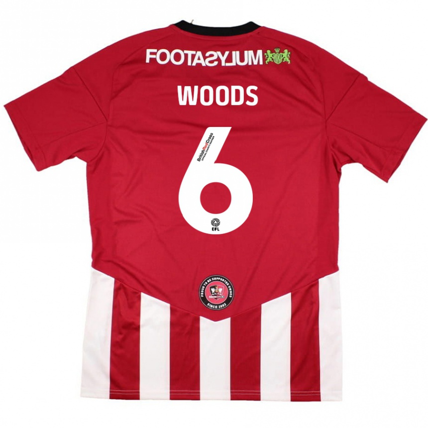 Kids Football Ryan Woods #6 Red White Home Jersey 2024/25 T-Shirt Canada