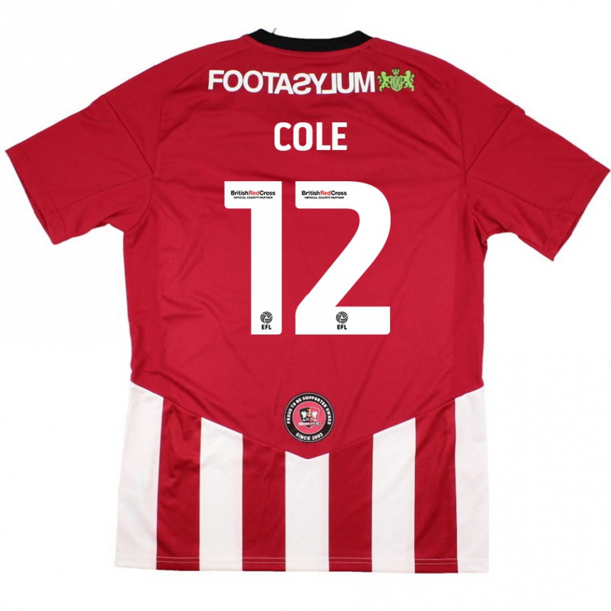 Kids Football Reece Cole #12 Red White Home Jersey 2024/25 T-Shirt Canada